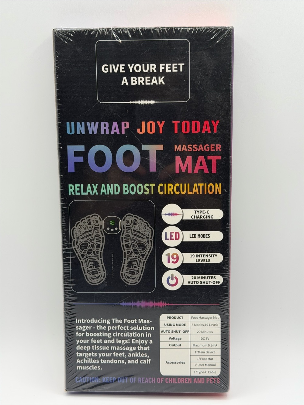 EMS Electric Foot Massager Mat with 8 Modes and 19 Intensity Levels - Brand New